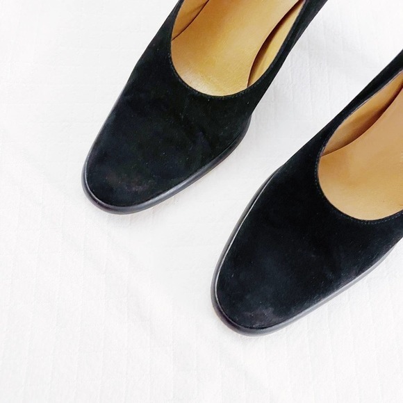 Hobbs VTG Black Suede Pump Round Toe sz39.5 - Picture 10 of 11